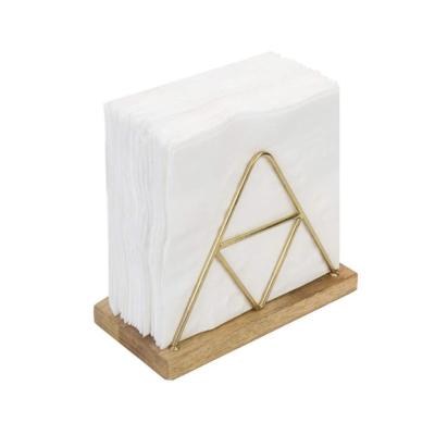 China Paper Box Triangle Napkin Holder Environmental Friendly Tabletop Geometric Wooden Solid Wood Rack for sale