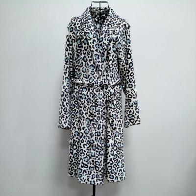 China Noble Flannel Fashion Leopard Print Bathrobe Long Thermal Sexy Tie-Waist Robe Noble Bathrobes For Winter for sale