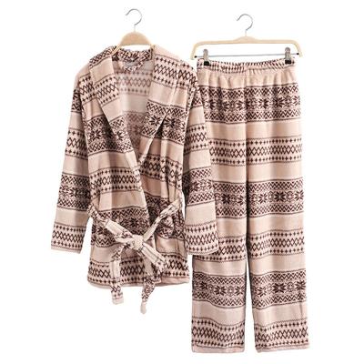 China Adult Custom Winter Plush Fleece Khaki Pajamas Thermal Comfy Cozy Pajamas Set Flannel Pajamas for sale