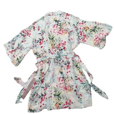 China QUICK DRY Women's 3/4 Sleeve Long Robe Chiffon Floral High Low Kimono Blouse for sale