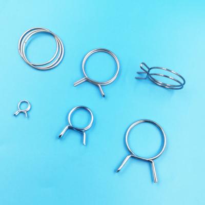 China Corrugated Galvanized Steel Spring Wire Double Clips For Pipe ID 24mm. for sale