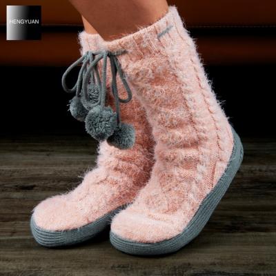 China Hengyuan Breathable Women Sherpa Indoor Casual Slipper Socks for sale