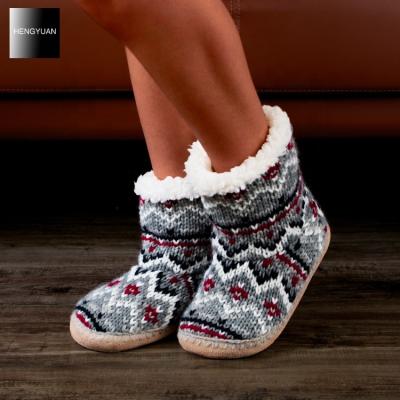 China Availavble Hengyuan Women Fairly Thick Sole Knit Indoor Slippers for sale