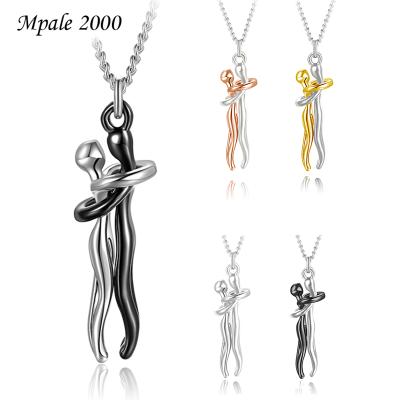 China Fashion Embrace Couple Creative Pendant Necklace Lovers Personality Thug Gift Classic Jewelry for sale