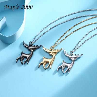 China Men and women casual/sports fashion animal necklace jewelry simple personality titanium steel pendant necklace creative elk necklace for sale