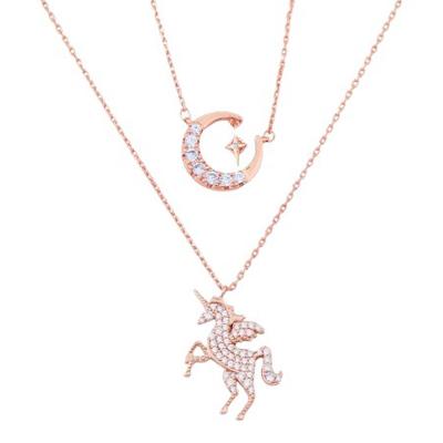 China High Quality Hypoallergenic Women's Fashion Starry Moon Necklace Fashion Tianma Sky Clavicle Chain Pendant Short Set for sale