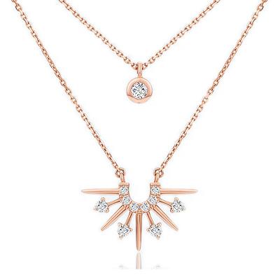 China Romantic Classic Jewelry Shiny Double Layer Zircon Clavicle Chain Exquisite S925 Sterling Silver Star Pendant Necklace For Women for sale