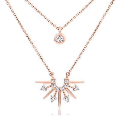 China Romantic Classic Jewelry Shiny Double Layer Zircon Clavicle Chain Exquisite S925 Sterling Silver Star Pendant Necklace For Women for sale