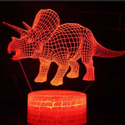 China New Modern Customized Acrylic Dinosaur Creative Optical Visual Illusion Amazon Gift 3D Night Light for sale