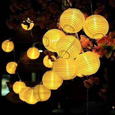 China Solar Hanging Garden LED Pape Lantern String Lights For Outdoor Patio Events Party Decoration for sale