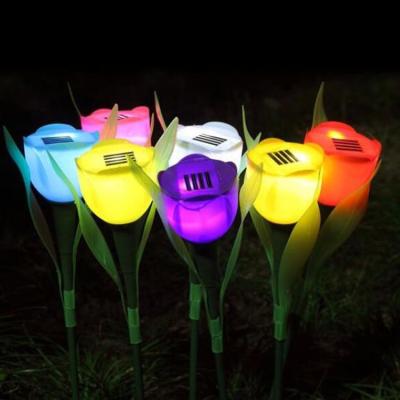 China Outdoor Waterproof Path Garden Lawn Tulip Flower Shaped Yard Garden Solar Lamp Color for sale