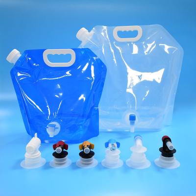 China Recyclable Wholesale 5l 10l  bpa free foldable plastic water bag with valve for sale