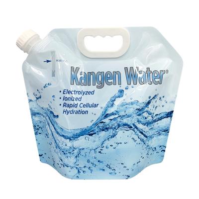 China Recyclable Low MOQ wholesale foldable bpa free  plastic food packaging 5 litre kangen water pouch drinking water storage bags for sale