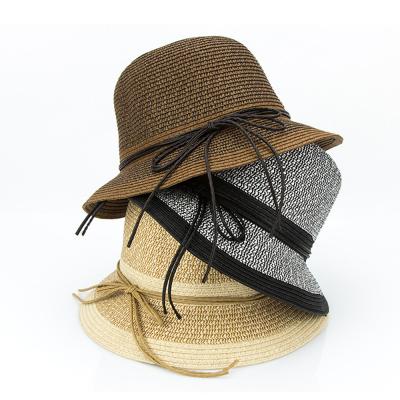 China 2021 Character Wholesale Summer Women Straw Sunhat Bucket Hat Sunshade High Quality Beach Vacation for sale