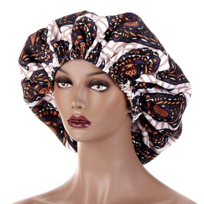 China High Quality Satin Cowl Women Sleep Hood Large Size Beauty Satin Printing Silk Cowl Headwear for sale