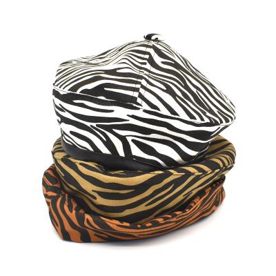 China Breathable Comfort Zebra Stripes Custom Wool Fashion Winter Beret Hat For Women for sale