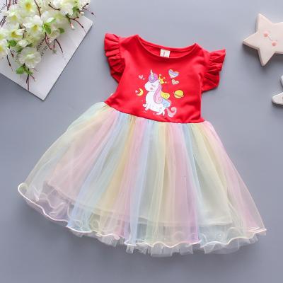 China 2021 New Arrival Wholesale Baby Dress Party Unicorn Clothes Custom Print Babies Breathable Summer Dresses for sale