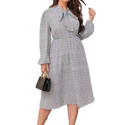 China Big Yards Long Case Anti - Static High Quality Grain Sleeve Elegant Soft Dress for sale