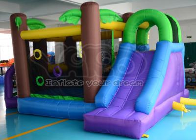 China PVC Blue Children Inflatable Bouncers House Obstacle With Inflatable Kids Slides for sale