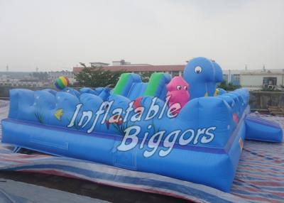 China Bouncer House Kids Outdoor Inflatable Fun City For Playground Game , Blue for sale