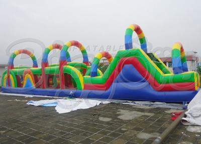 China Rainbow Colour PVC Inflatable Obstacle Course For Birthday Party Rental for sale