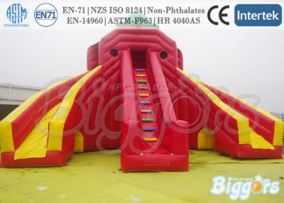 China Giant PVC Red Kids Inflatable Dry Double Slides For Rental Backyard Inflatable Biggor for sale