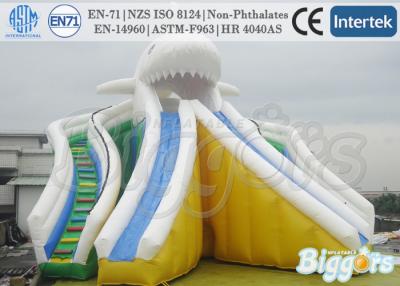 China Great White Shark Kids / Adults Inflatable Dry Double Slides For Festival Activity for sale