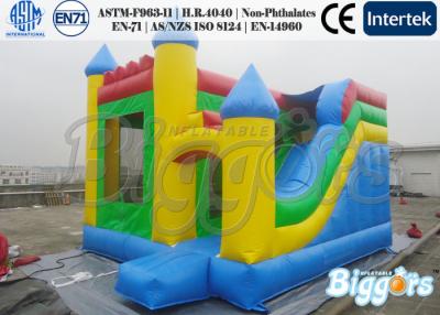 China Commercial Inflatable Children Slide 18oz 0.55mm PVC Tarpaulin With Bouncer for sale