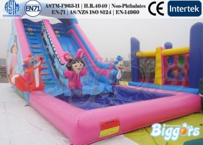 China Dora Inflatable Water Slide Mini Size For Kids / Outdoor Mini Water Slides With Pool for sale