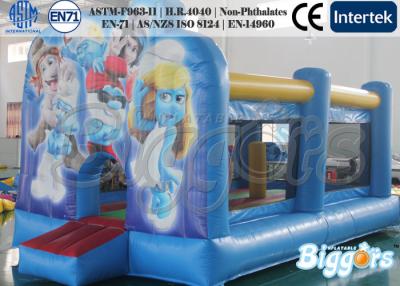 China La prenda impermeable embroma el castillo animoso inflable azul/amarillo con los juegos del obstáculo en venta