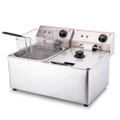 China Fast Food Restaurant Double Tank 8+8L CE Approved Stainless Steel Commercial Industrial Countertop Electric Deep Fryer for sale