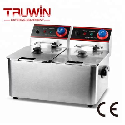 China Frying Chicken ZH-4L-2 Double Tanks Commercial Countertop Electric Deep Fryer for sale