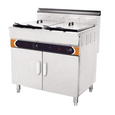 China Countertop Commercial Gas Cabinet Stainless Steel Restaurant Double Tank Deep Fryer Restaurant Kitchen Food Equipment Machine for sale