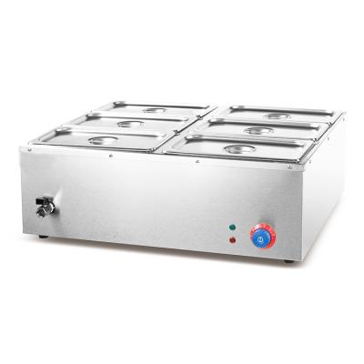 China Commercial Electric Worktop Easily Cleaned 6 Tank Bain Marie Cooking Equipment for sale