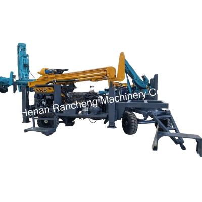 China RCF220W 65KW Engine Water Well Trailer Wheel Type DTH Water Well Drilling Rig for sale