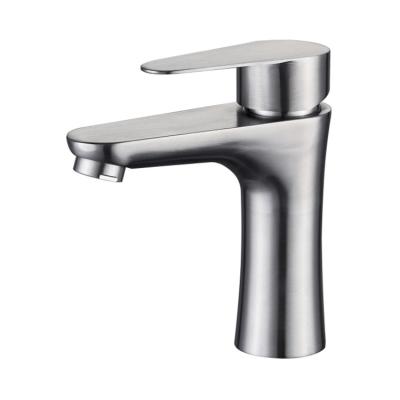 China Small Size Modern Commercial Basin Faucet 304 Stainless Steel Bathroom Faucet Hotel Washroom Faucet for sale