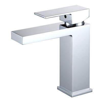 China Contemporary Style Hotel Bathroom Single Hole Dresser Sink Brass Rectangular Single Faucet Commercial Basin Faucet Faucets for sale