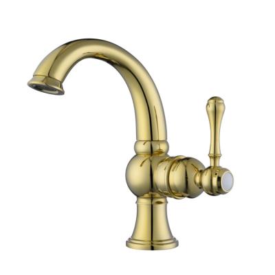 China High Quality Commercial European Brass Basin Sink Faucet Gold Handle Hotel Faucets Single Handle Toilet Wash Faucet for sale