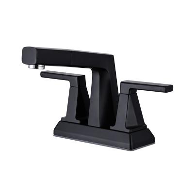 China Matte Black Bathroom Sink Faucet Modern With Pull Out Sprayer Faucet 3 Holes 2 Handle Centerset Bathroom Sink Faucet for sale