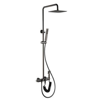 China With Slide Bar Manufacturer Supplier Gun Ash Color Contemporary Style Copper Material Thermostatic System Shower Faucet for sale