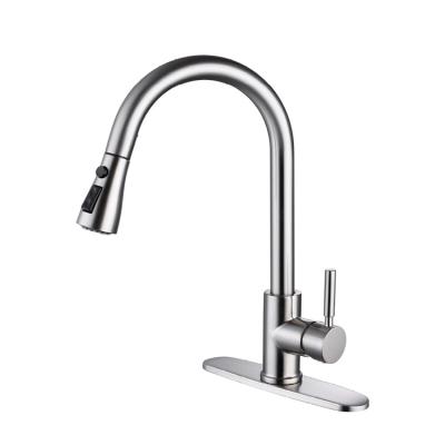 China Pull Out Single Handle Kitchen Faucet Matt Black Radiant Top Mixer With Lid Commercial Modern Kitchen Drain Pull-Down Faucet for sale