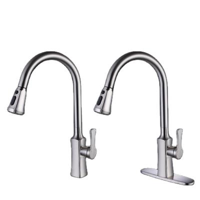 China Pull Out Faucet Black Automatic Smart Sensor Kitchen Faucet With Pull Out Kitchen Faucet With Pull Down Sprayer for sale