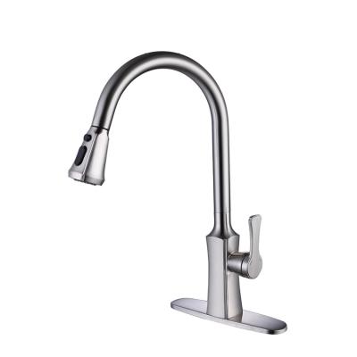 China Modern Wire Drawing Nickel Kitchen Sink Faucet Drop Sprayer Cold And Hot Water Vegetable Basin Mixing Faucet for sale