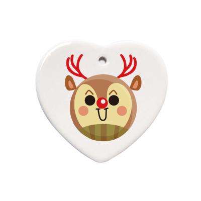 China Personalization Ornaments 3 Inches High Quality Heart Shaped Sublimation Ceramic Ornament With Hole for sale