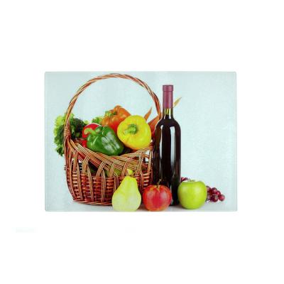 China 20*28cm Vegetable Fruit Tempered Glass Stocked Size Board Cutting Plate for sale