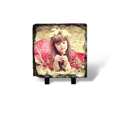 China Hard Custom Sublimation Printing Rectangular Rock Slate Photo Frame For Home Decoration for sale