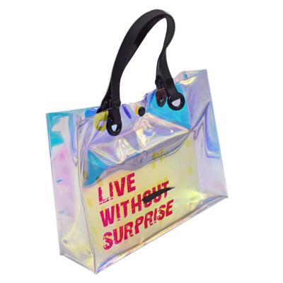 China Large Capacity Tote Laser Transparent Bag Personalized Customizable for sale