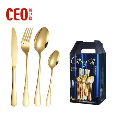 China CLASSIC Knife Spoon Fork Set Matte White Royal Gold Plated Cutlery Flatware Set for sale