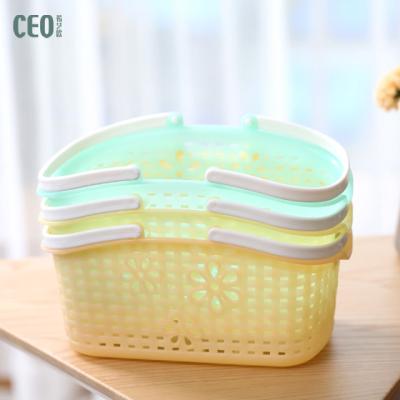 China Sustainable Trade Assurance Guangzhou Plastic Basket With Handle Plastic Material Basket for sale