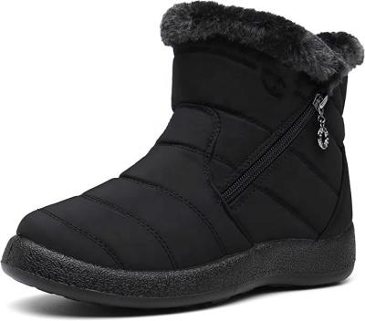 China Women's Warm Fur Cushioning Striped Winter Snow Boots Waterproof Ankle Boots Outdoor Booties Comfortable Shoes For Women for sale